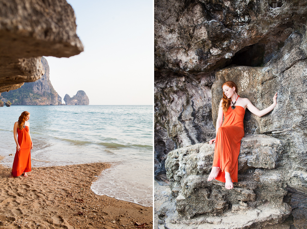 A portrait of a red headed women in Tonsai Bay, Thailand.